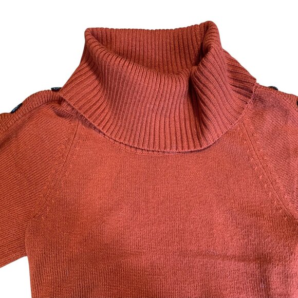 Design365 Orange Rust Cowl-Neck Short Sleeve Sweater w Buttons Womens Size Small - Picture 3 of 9